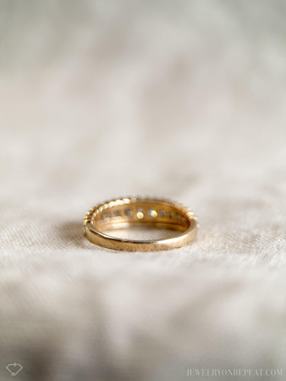 Vintage 1990s Diamond Milgrain Wedding Band in 14k Gold