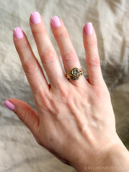 Vintage 1970s Diamond Floral Engagement Ring in 14k Gold