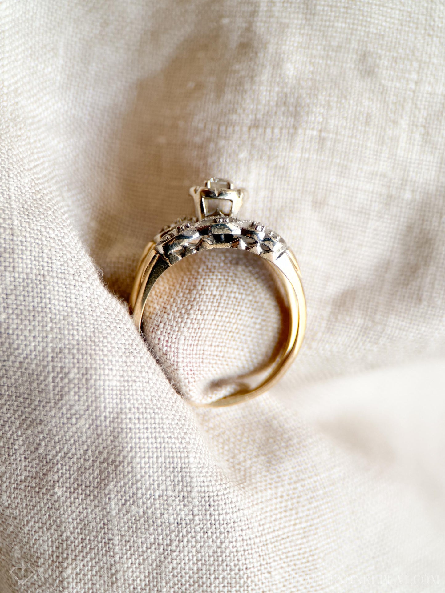 Vintage 1950s Bridal Set, Diamond Engagement Ring & Wedding Band