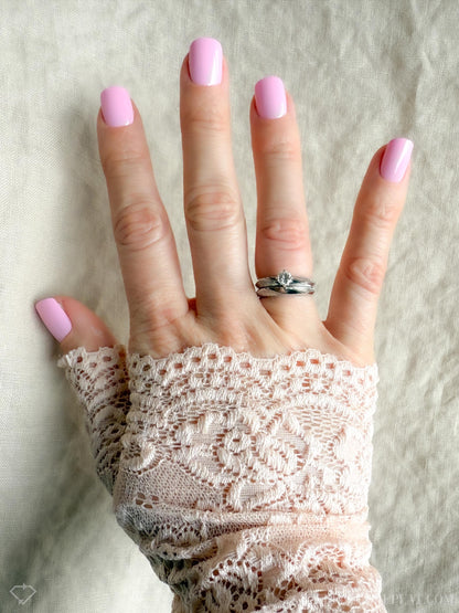 Vintage Diamond Engagement & Wedding Ring, Round Cut, 14k White Gold, 1950s Mid-Century Bridal Set