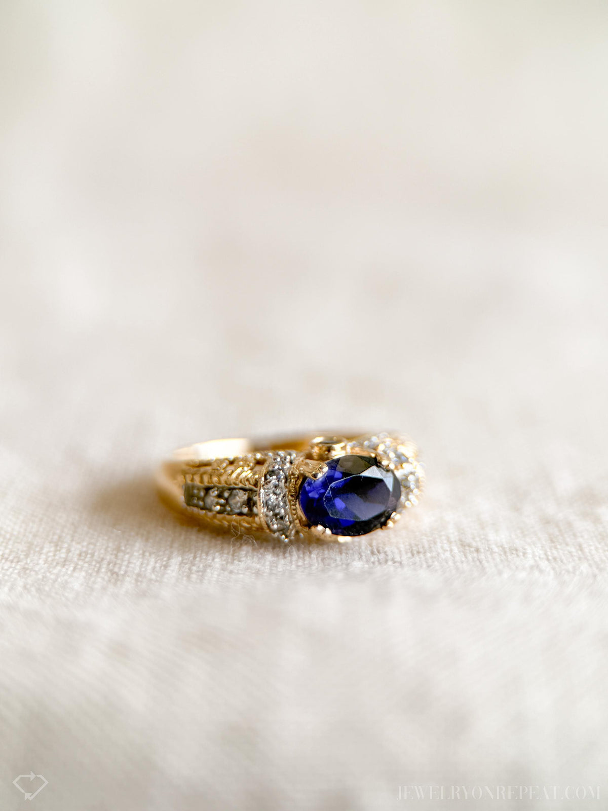 Vintage Blue Amethyst Engagement Ring, Oval Cut, 14k Gold, Elegant Alternative Bridal Ring