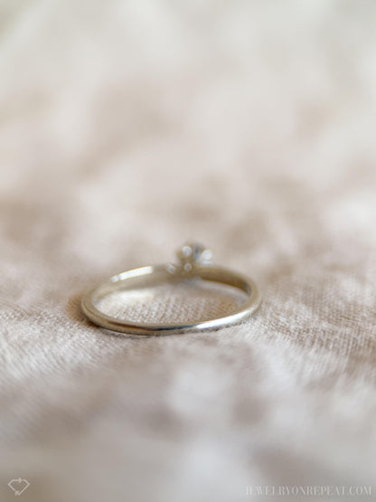 Vintage Diamond Engagement Ring, Round Cut, 14k White Gold, 1990s Solitaire Bridal Ring