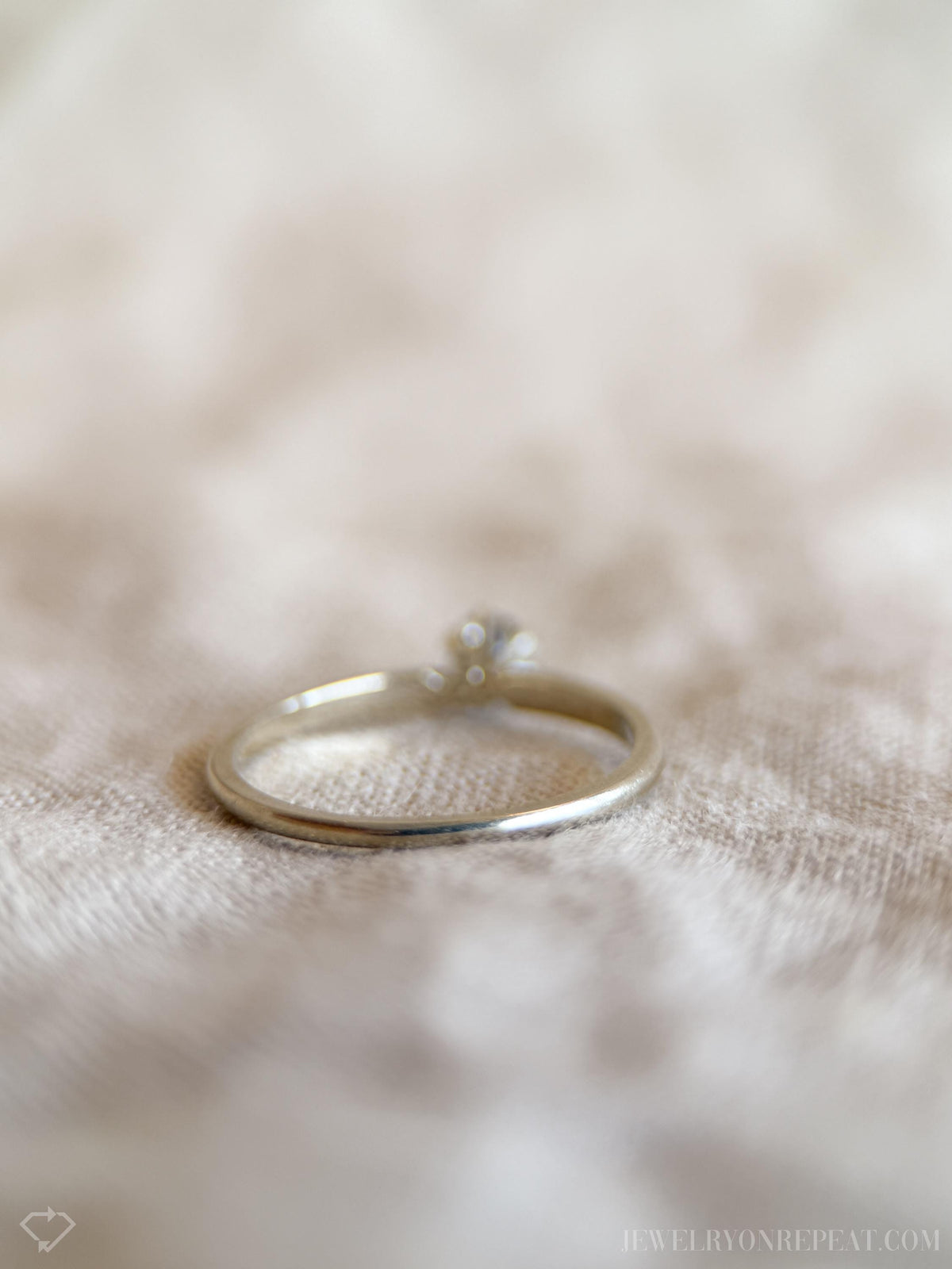 Vintage Diamond Engagement Ring, Round Cut, 14k White Gold, 1990s Solitaire Bridal Ring