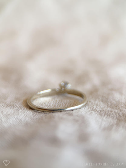 Vintage Diamond Engagement Ring, Round Cut, 14k White Gold, 1990s Solitaire Bridal Ring