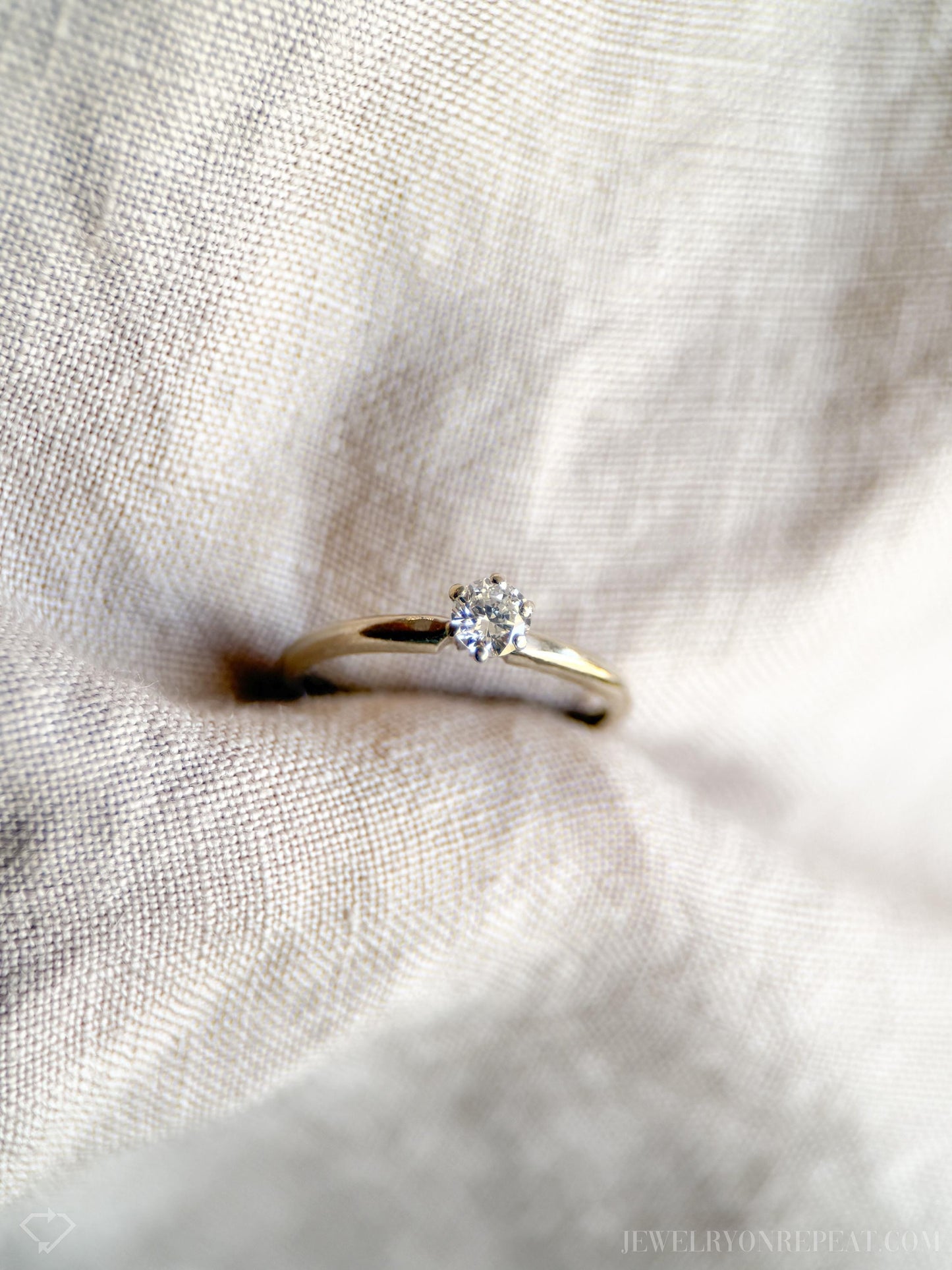 Vintage Diamond Engagement Ring, Round Cut, 14k White Gold, 1990s Solitaire Bridal Ring