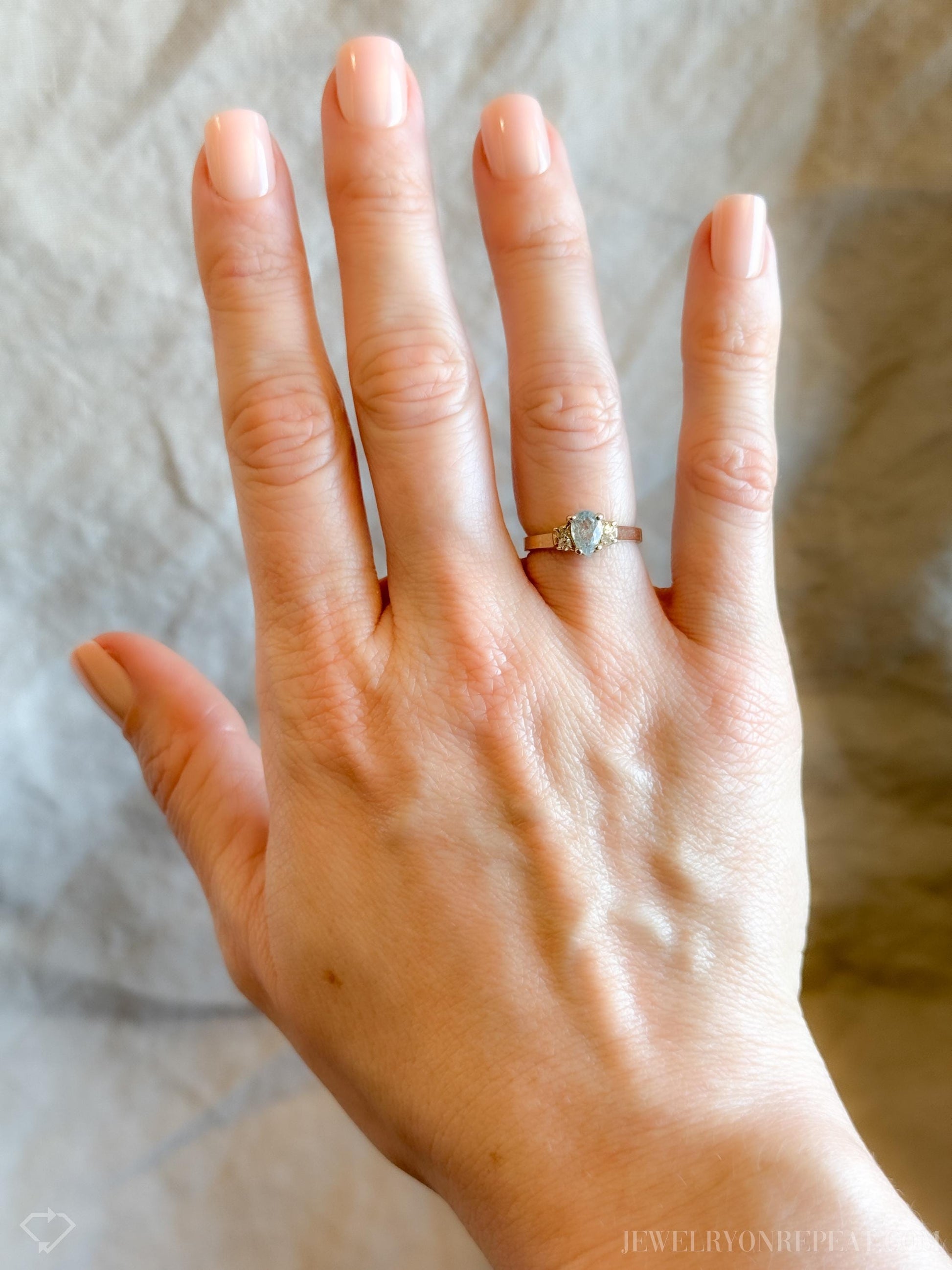Vintage Blue Topaz and Diamond Engagement Ring, Pear Cut, 14k Gold, Alternative Bridal Ring