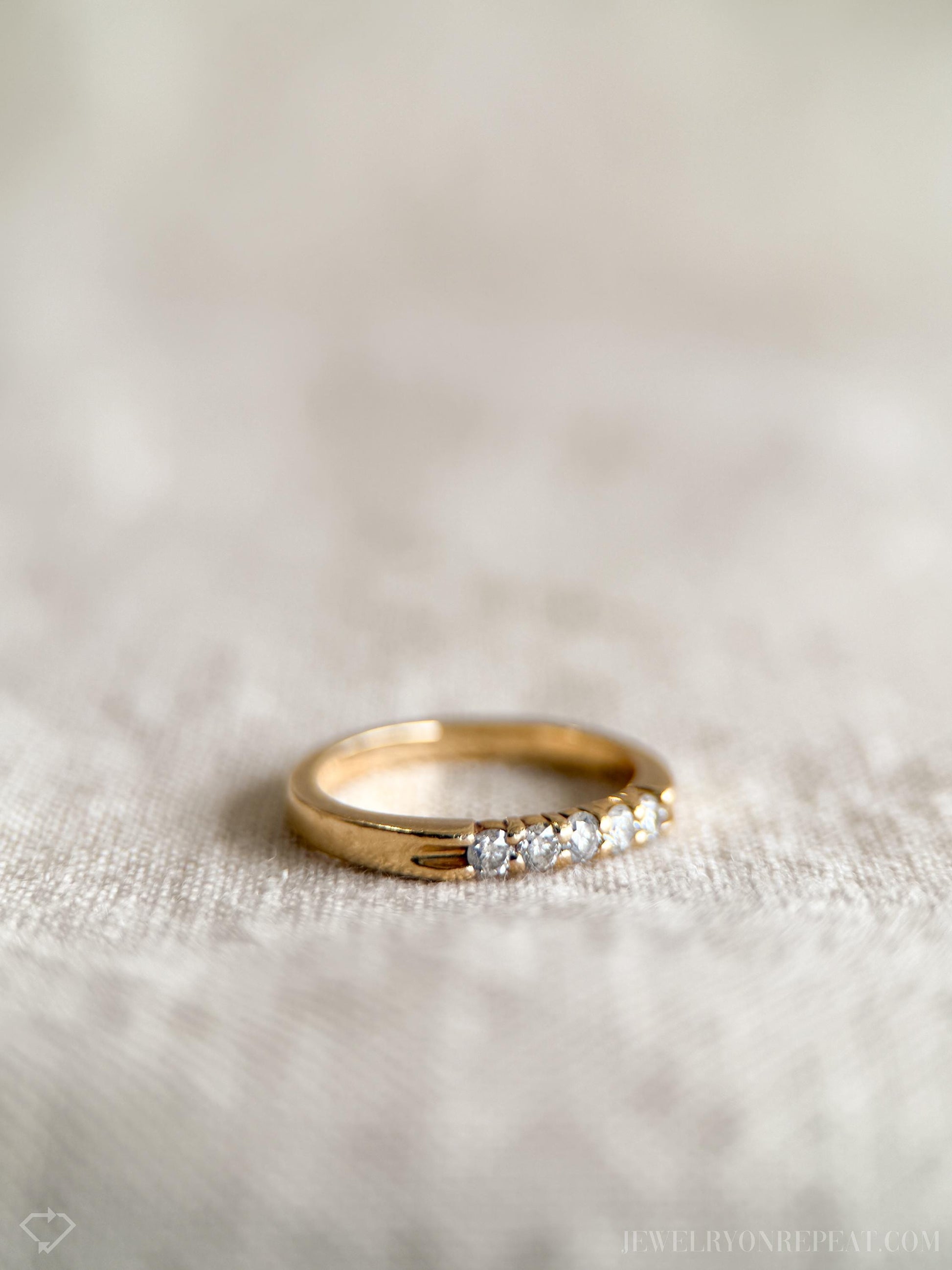 Vintage 1990s Diamond Wedding Band in 14k Gold