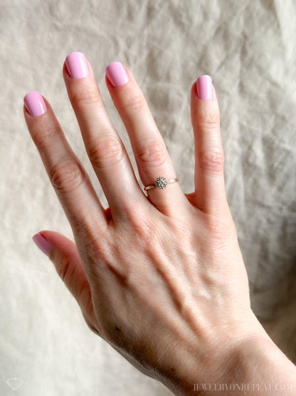 Vintage 1950s Diamond Halo Engagement Ring in 14k Gold
