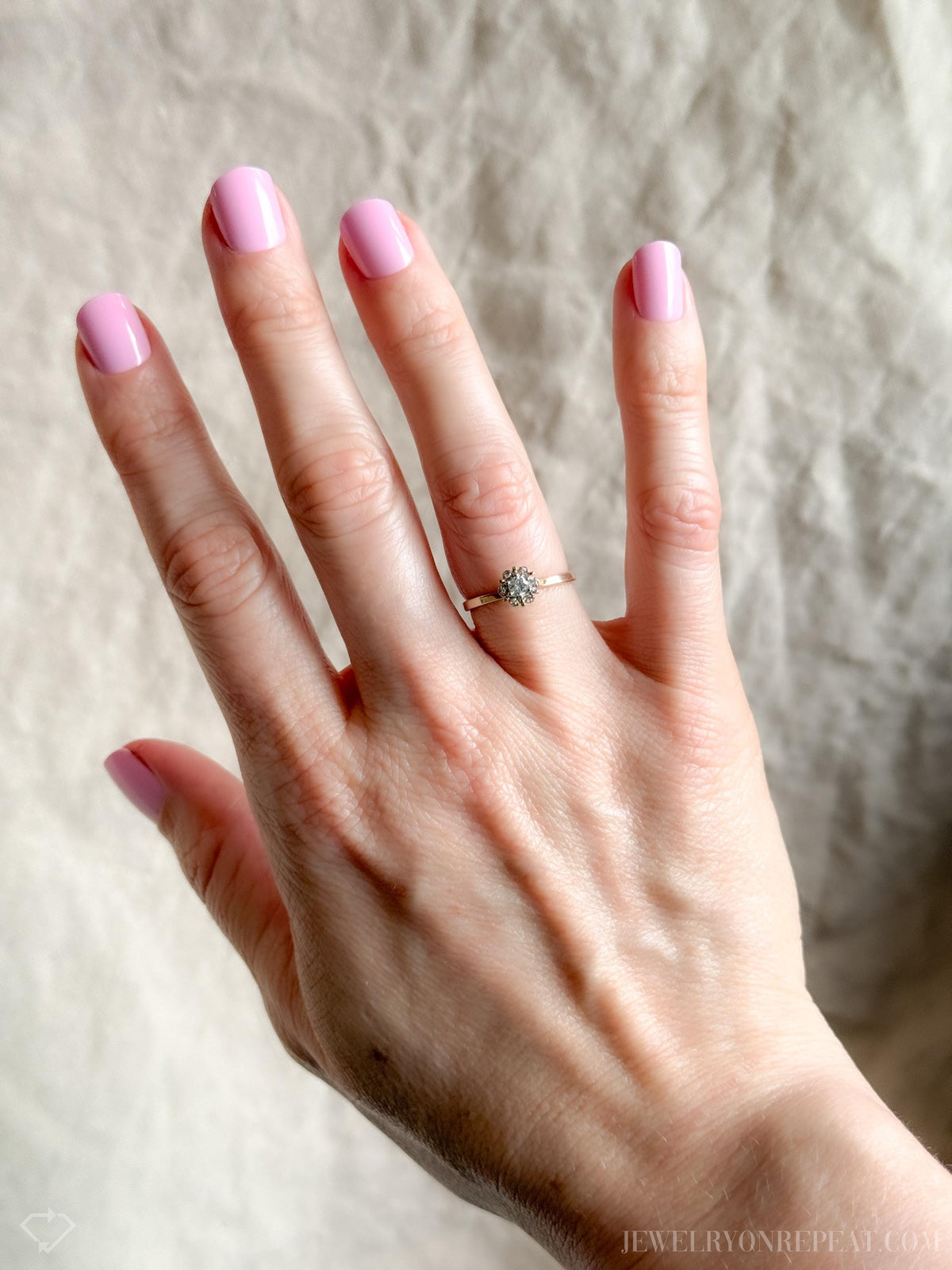 Vintage 1950s Diamond Halo Engagement Ring in 14k Gold