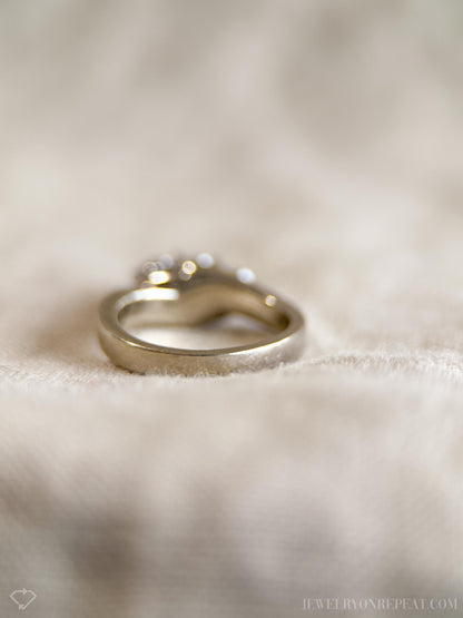 Vintage 1990s Three Stone Diamond Engagement Ring, 14k Gold