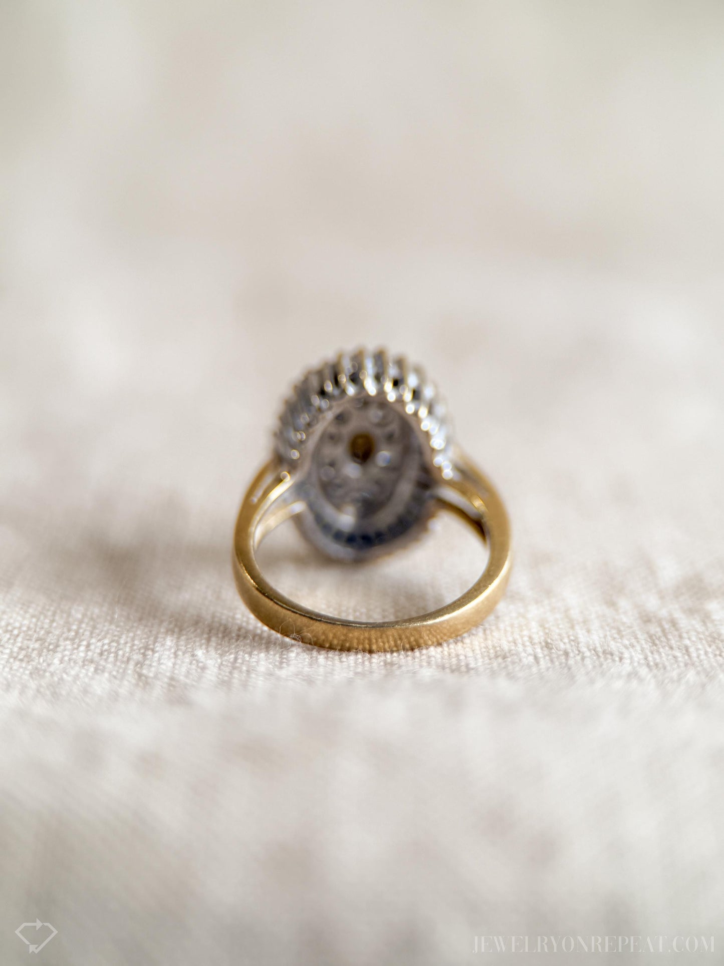 Vintage 1990s Diamond Engagement Ring, 14k Gold Cluster Halo Design • One-of-a-kind Bridal Jewelry