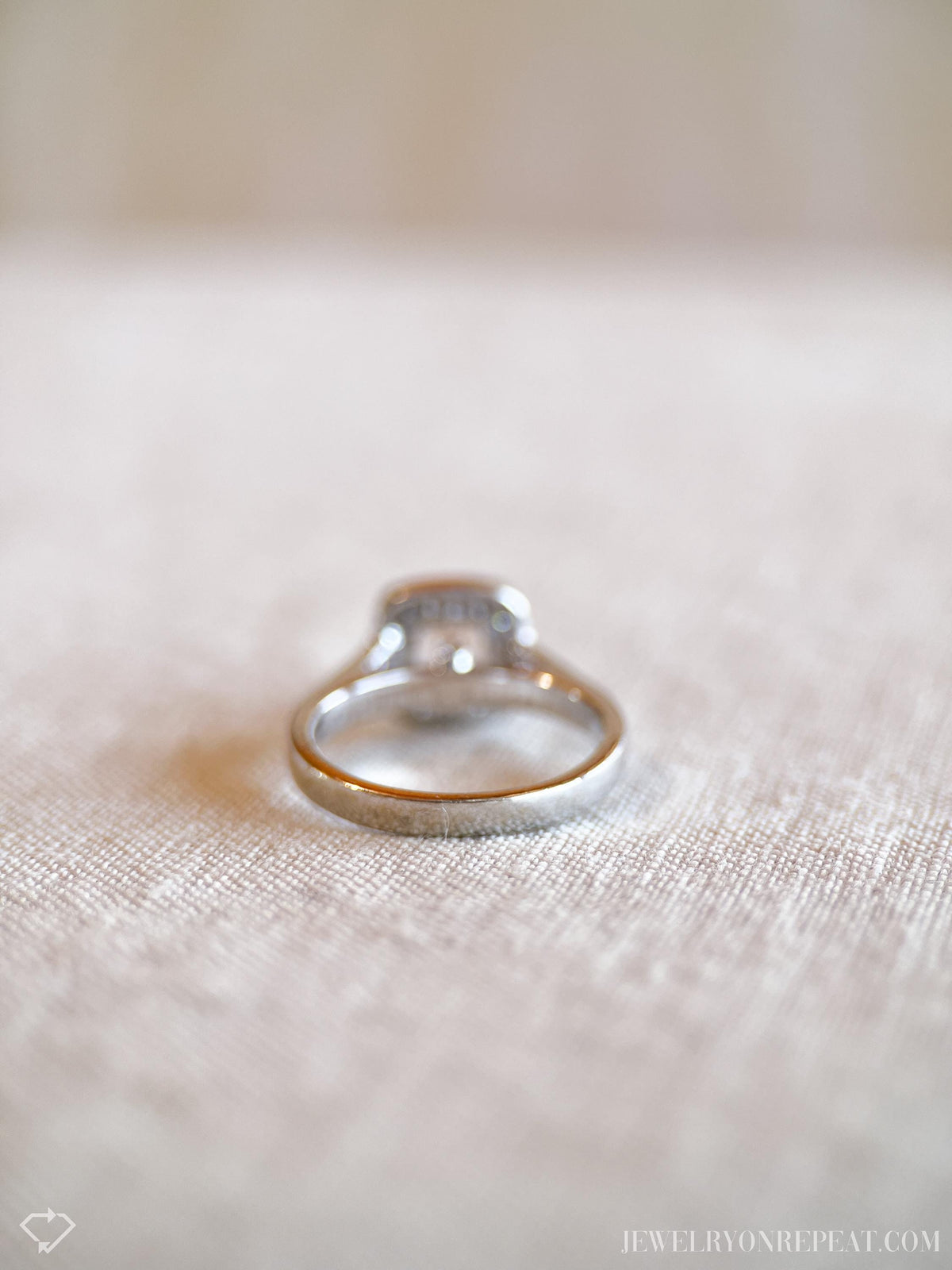 Vintage Morganite & Diamond Engagement Ring, Cushion Cut, 14k White Gold, 2000s Halo Bridal Ring