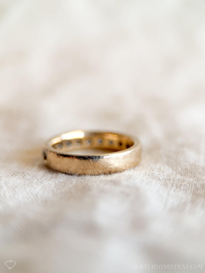 Vintage 1990s Diamond Channel Set Wedding Band, 14k Gold