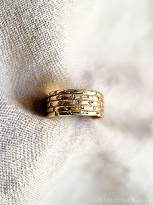 Vintage 1990s Diamond Statement Ring in 14k Gold