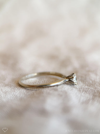 Vintage Diamond Engagement Ring, Round Cut, 14k White Gold, 1990s Solitaire Bridal Ring