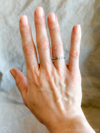 Vintage Diamond Engagement Ring, Round Cut, 14k White Gold, 1990s Solitaire Bridal Ring