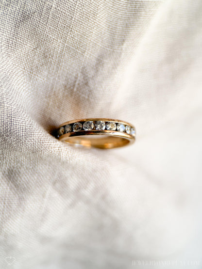 Vintage 1990s Diamond Channel Set Wedding Band, 14k Gold