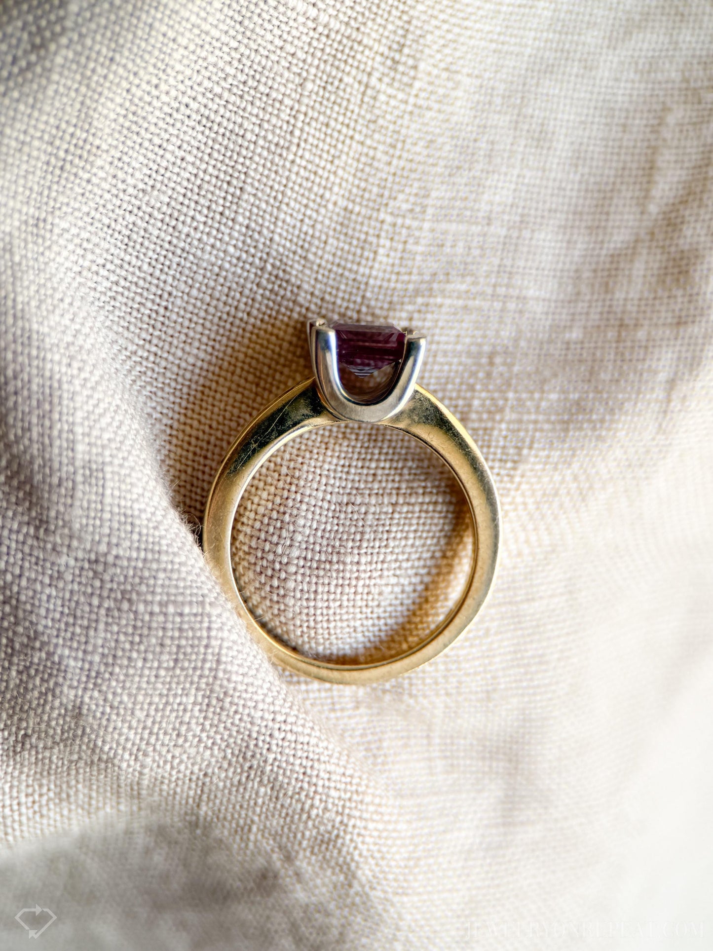 Vintage Alexandrite and Diamond Engagement Ring, Square Cut, 10k Gold Channel Alternative Bridal Ring