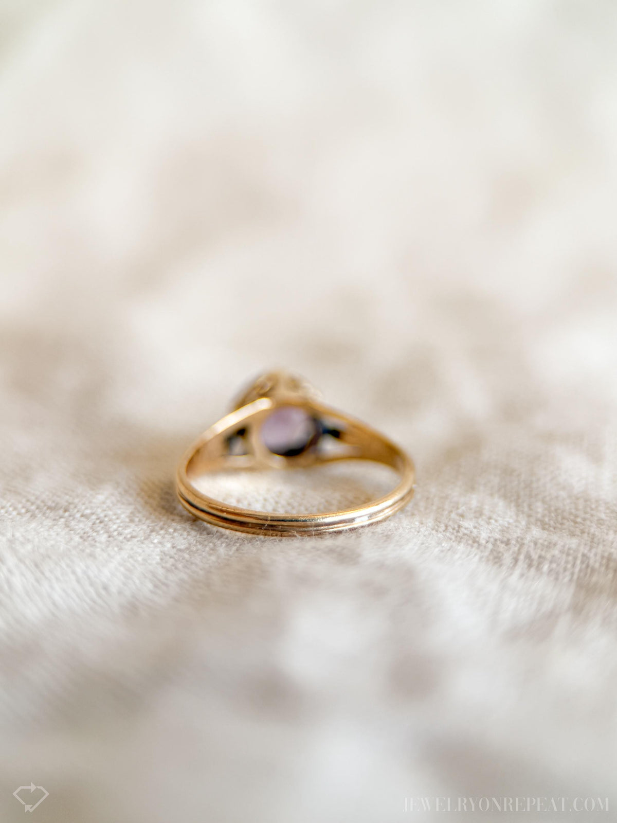 Vintage Amethyst Solitaire Ring, 14k Gold, Dainty Filigree February Birthstone Ring