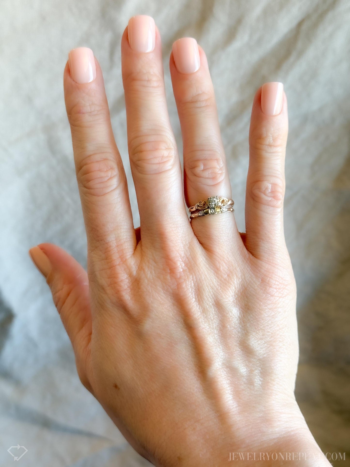 Vintage Diamond Princess Cut Channel Bridal Set in 14k White Gold and Platinum, Engagement Ring Set- Timeless, Sustainable, @JewelryOnRepeat
