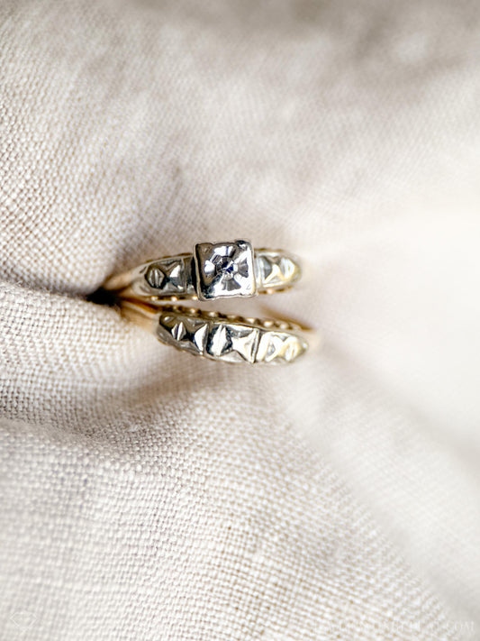 Vintage Art Deco Diamond Bridal Set, Engagement Ring and Wedding Band in 14k Gold, Antique 1920s Jewelry - Timeless, @JewelryOnRepeat