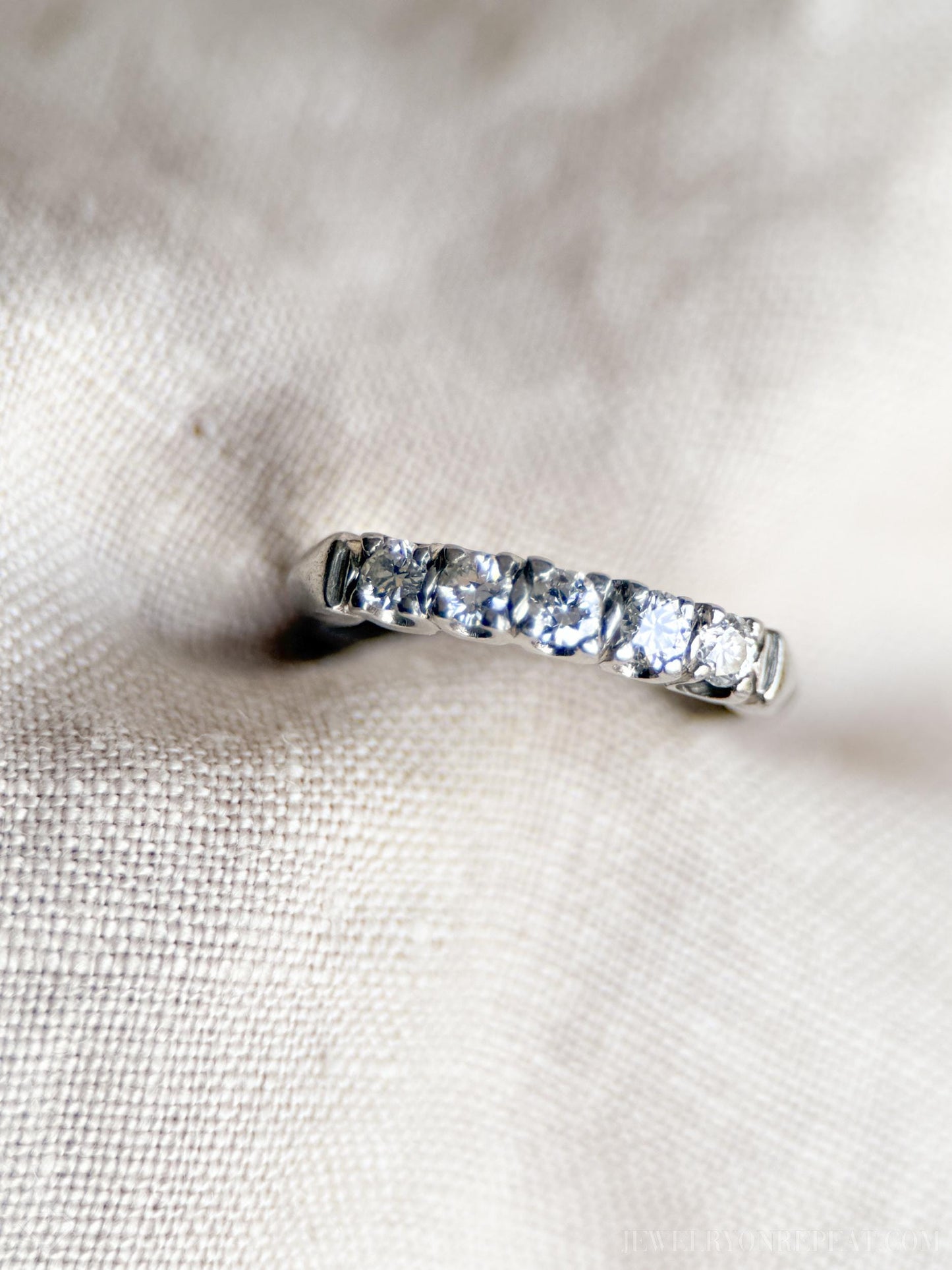 Vintage Diamond Prong Set Wedding Band in Platinum, Retro Jewelry from the 1950s - Timeless, Sustainable, @JewelryOnRepeat