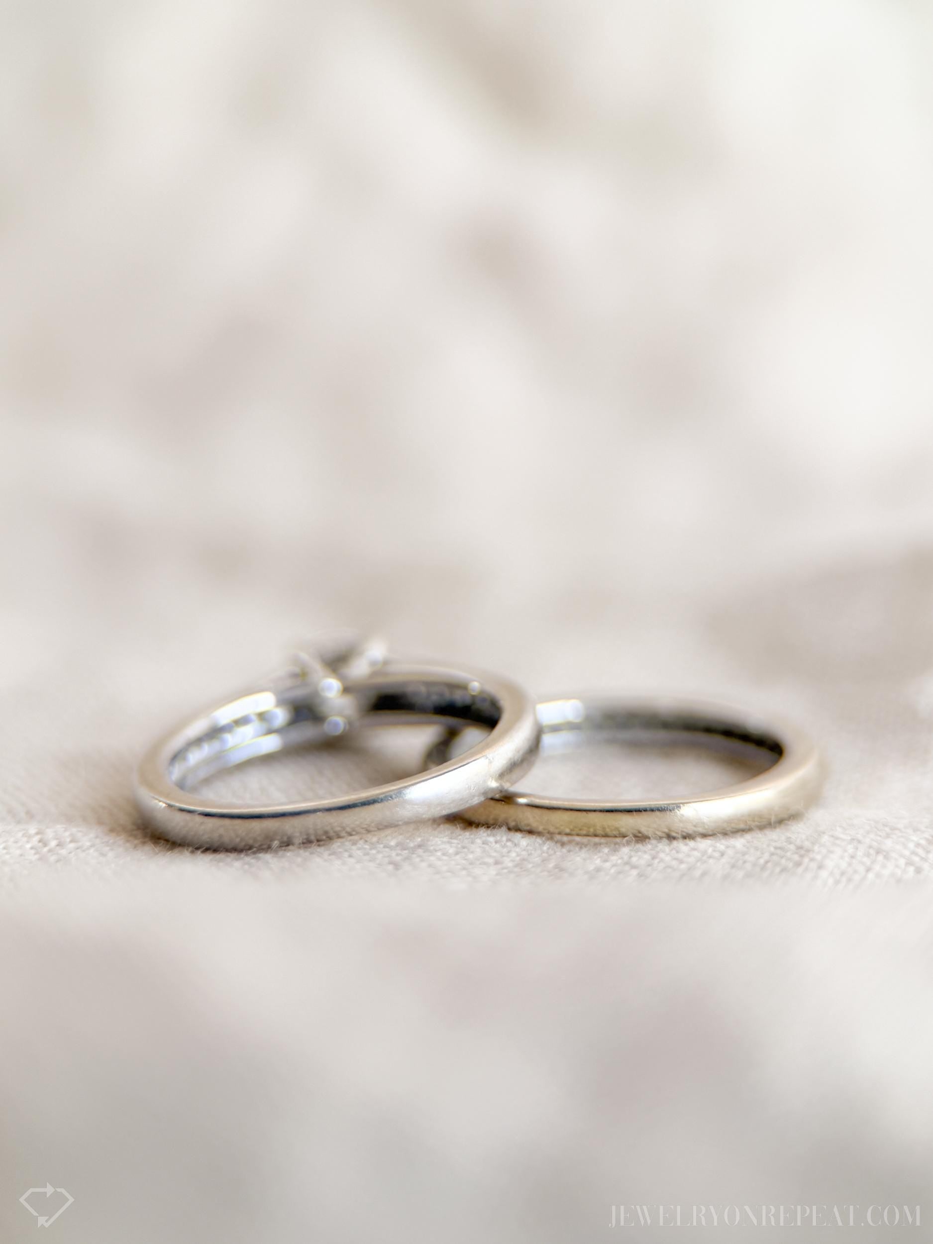 Vintage Diamond Engagement Ring and Wedding Band Set in 14k White Gold, Retro 1990s Jewelry - Timeless, Sustainable, @JewelryOnRepeat