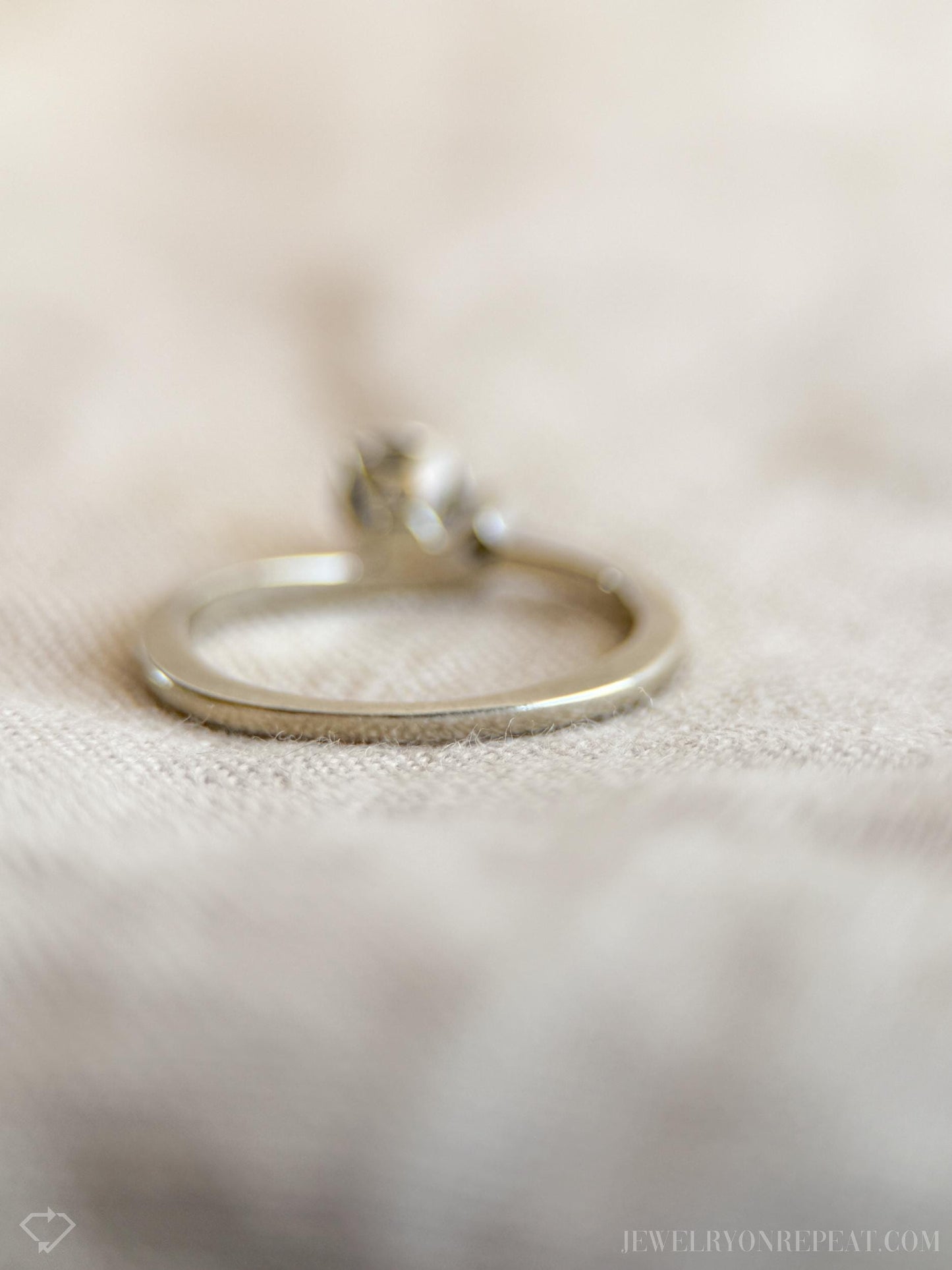Vintage Diamond Engagement Ring, Round Cut, 14k White Gold, 1960s Asymmetrical Mid-Century Design