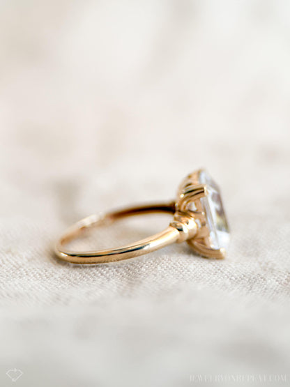 Vintage 1940s White Quartz Engagement Ring, 10k Gold Radiant Cut Gemstone Bridal Jewelry • One-of-a-kind