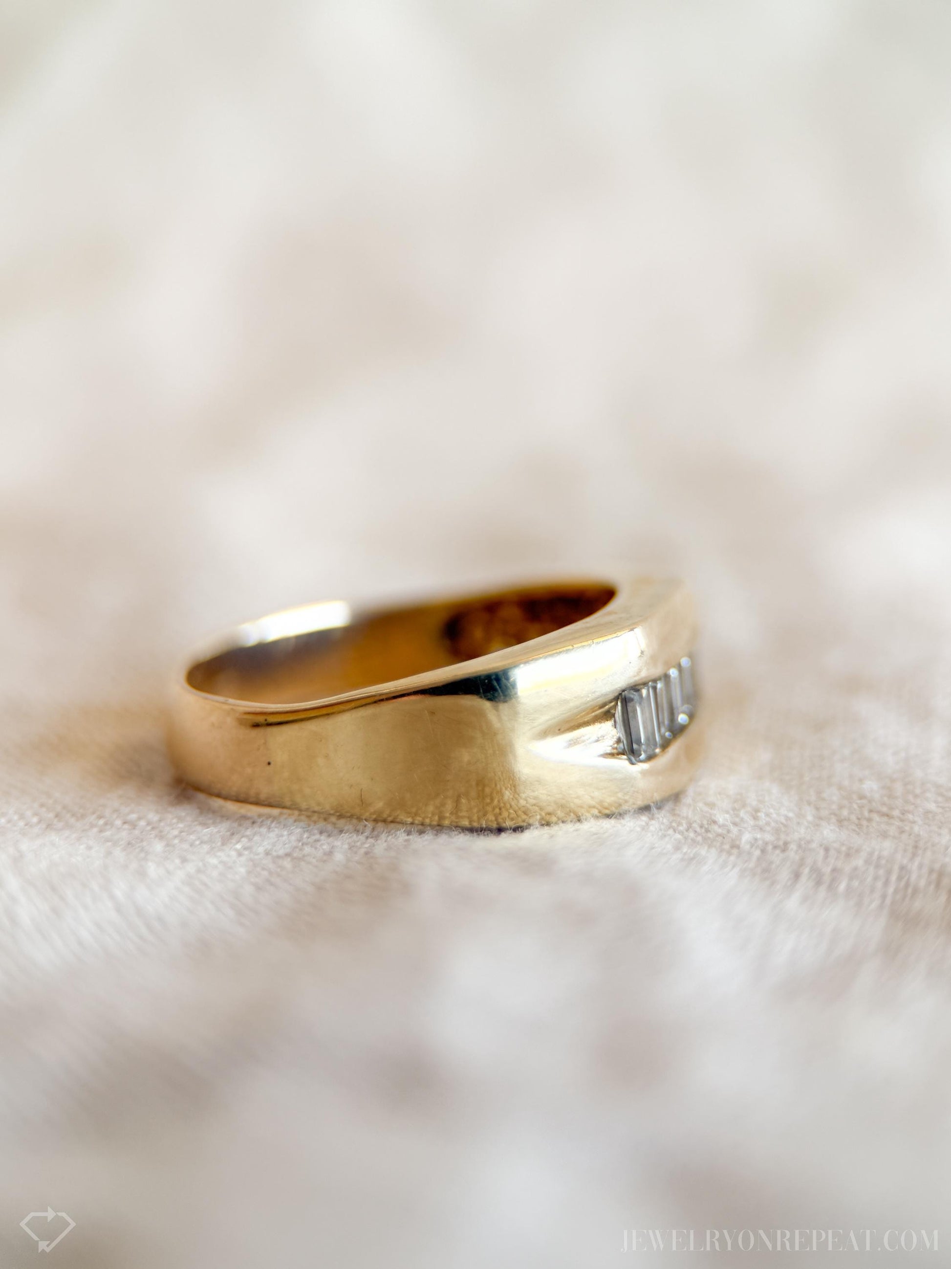Vintage Baguette Diamond Channel Set Wedding Band in 14k Gold, Retro Jewelry from the 1990s - Timeless, Sustainable, @JewelryOnRepeat
