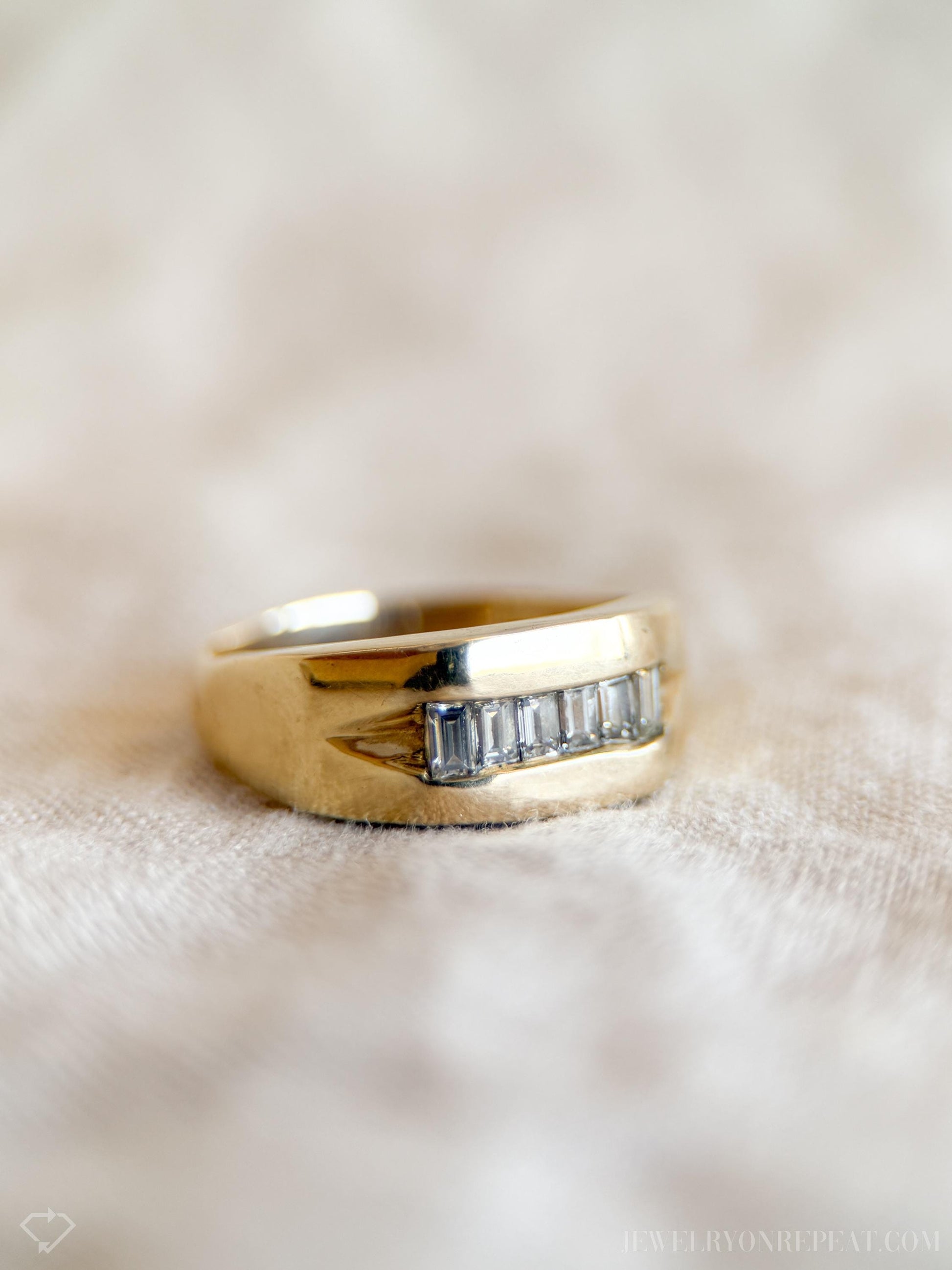 Vintage Baguette Diamond Channel Set Wedding Band in 14k Gold, Retro Jewelry from the 1990s - Timeless, Sustainable, @JewelryOnRepeat