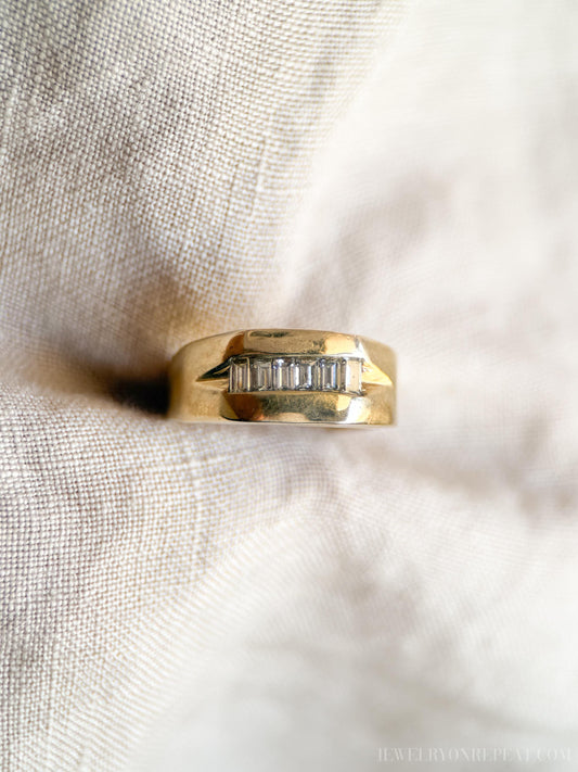 Vintage Baguette Diamond Channel Set Wedding Band in 14k Gold, Retro Jewelry from the 1990s - Timeless, Sustainable, @JewelryOnRepeat