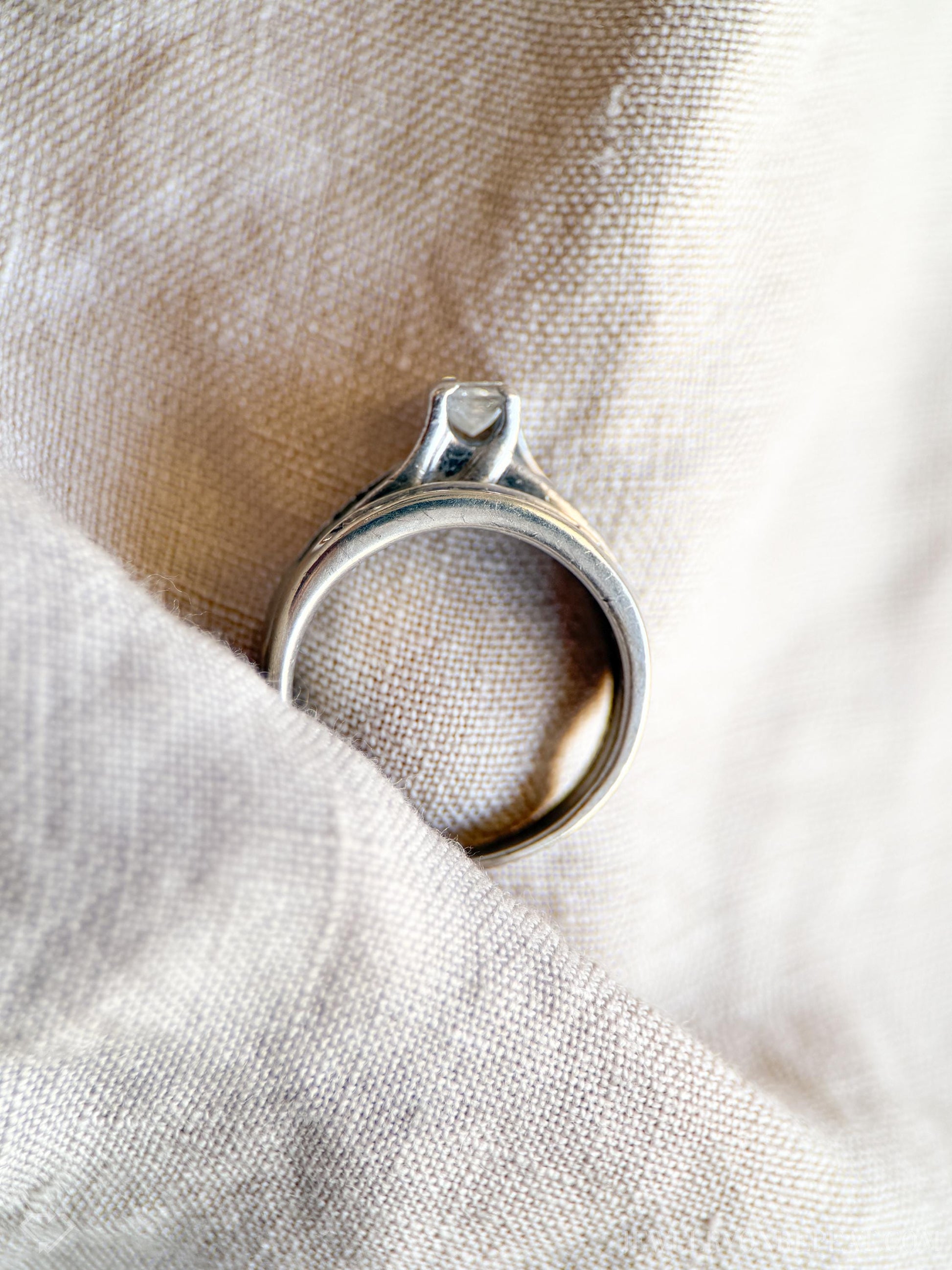 Vintage Diamond Princess Cut Channel Bridal Set in 14k White Gold and Platinum, Engagement Ring Set- Timeless, Sustainable, @JewelryOnRepeat