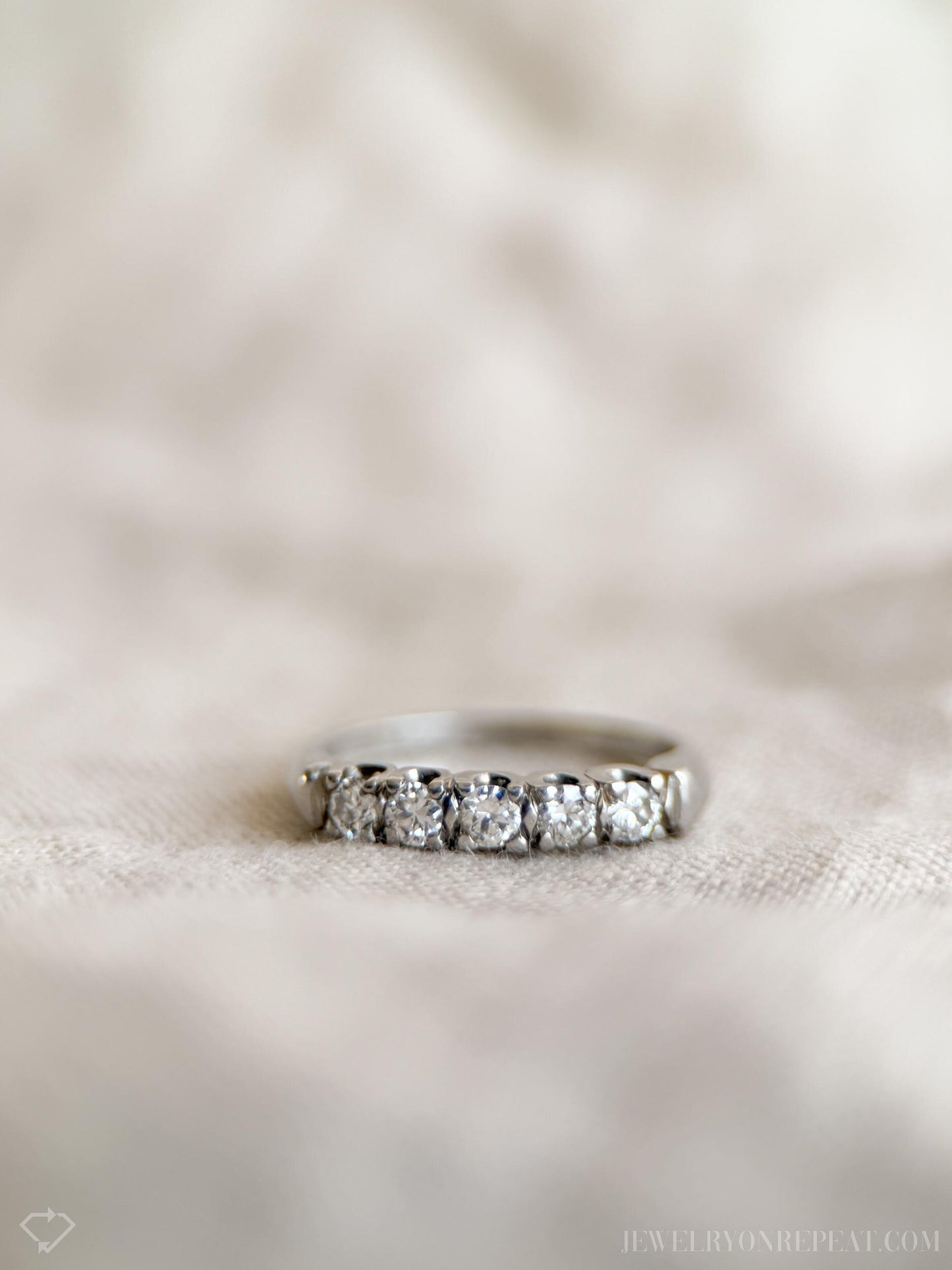 Vintage Diamond Prong Set Wedding Band in Platinum, Retro Jewelry from the 1950s - Timeless, Sustainable, @JewelryOnRepeat