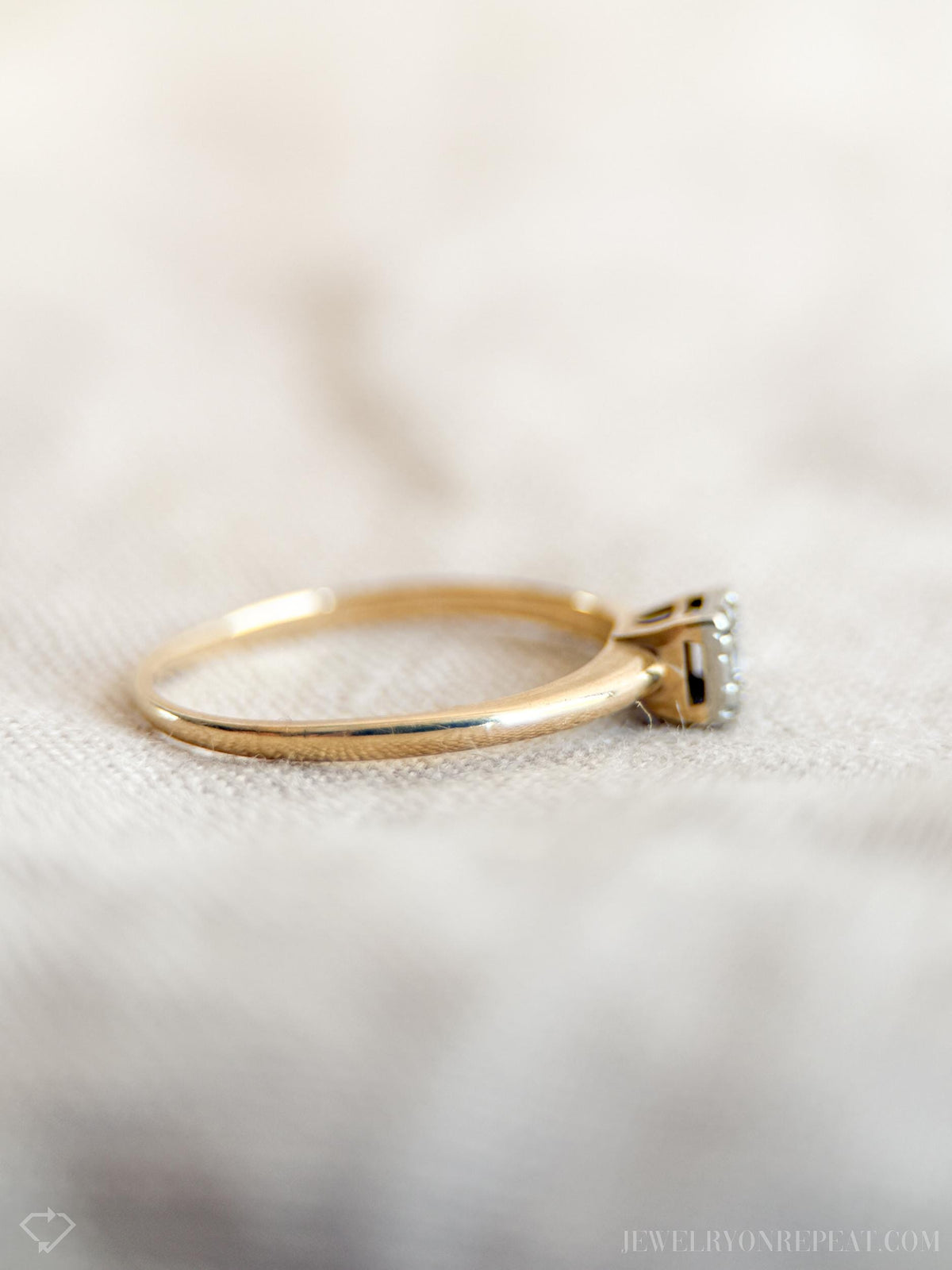 Vintage Diamond Engagement Ring, Round Cut, 14k Gold, 1950s Art Deco Bridal Ring