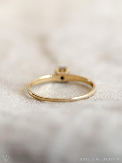 Vintage Diamond Engagement Ring, Round Cut, 14k Gold, 1950s Art Deco Bridal Ring