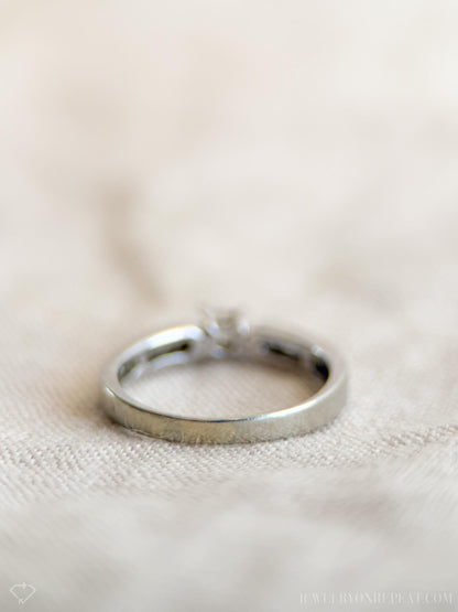 Vintage Diamond Engagement Ring, Princess Cut, 10k White Gold, 1990s Channel Set Design