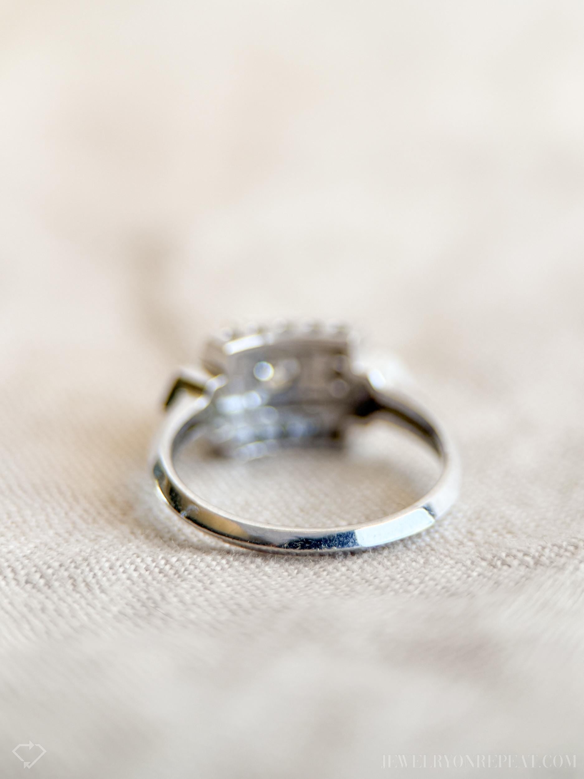 Vintage Diamond Engagement Ring, Old European Cut, 14k White Gold, 1940s Art Deco Setting