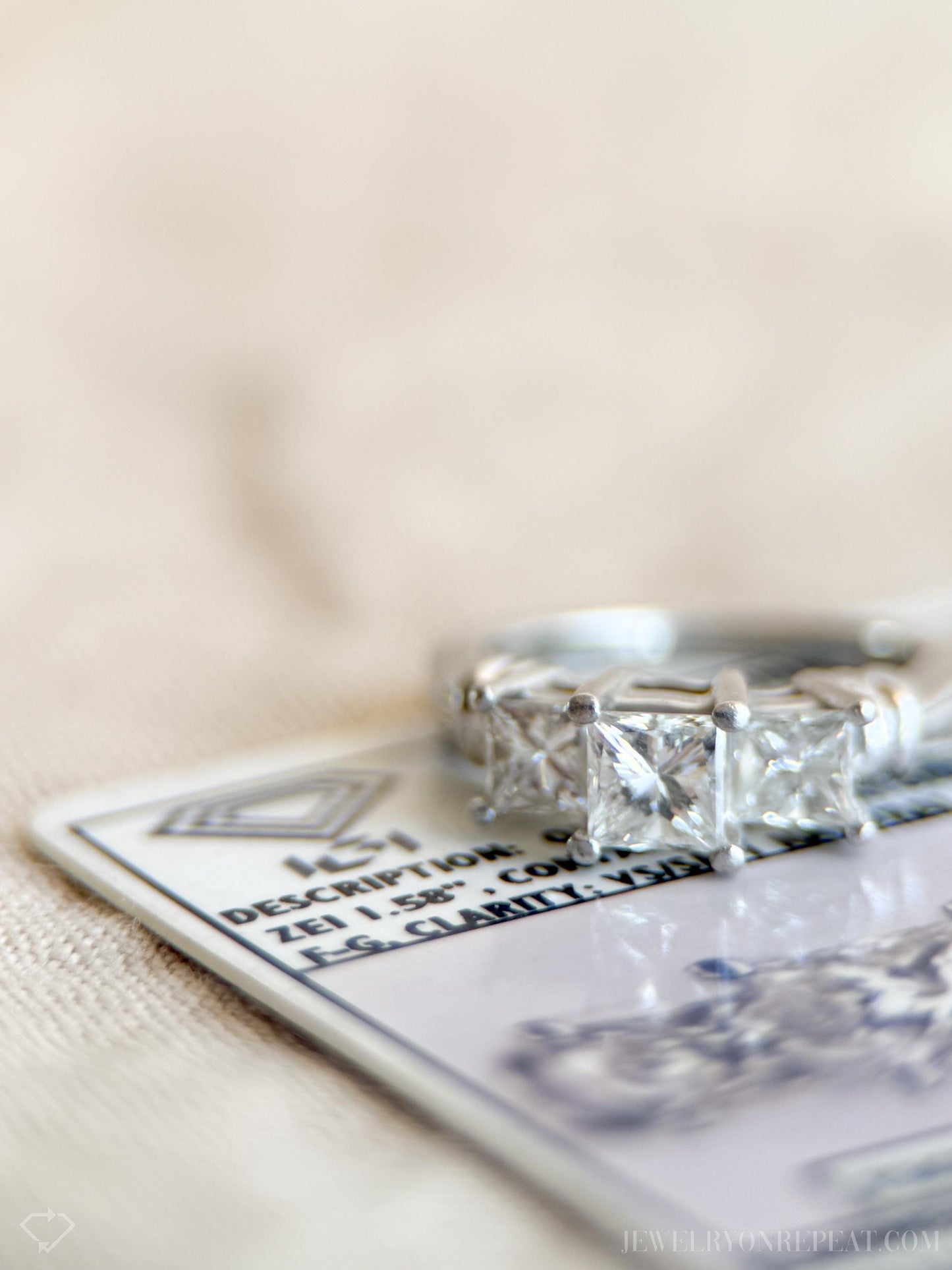 Vintage 2000s Princess Cut Diamond Three Stone Engagement Ring