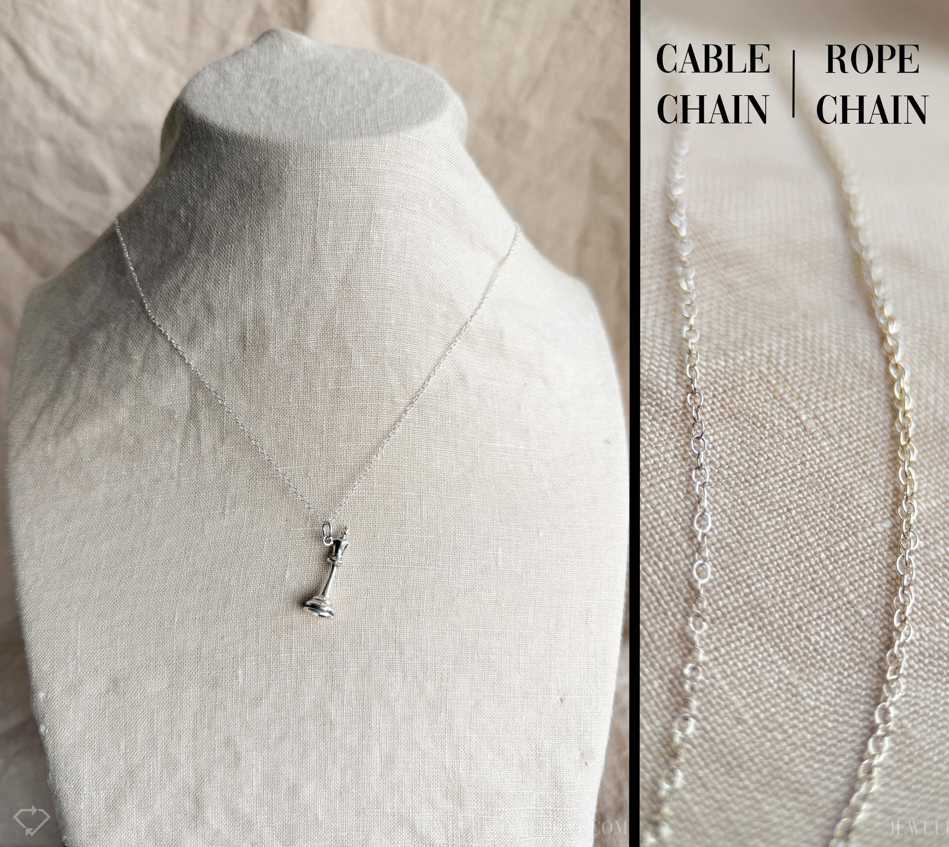 Chain Necklace or Bracelet in Sterling Silver, Cable, Paperclip, Rope Twist, Charm Bracelet