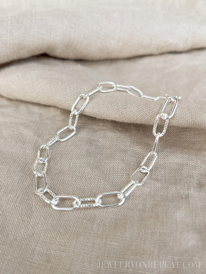 Chain Necklace or Bracelet in Sterling Silver, Cable, Paperclip, Rope Twist, Charm Bracelet