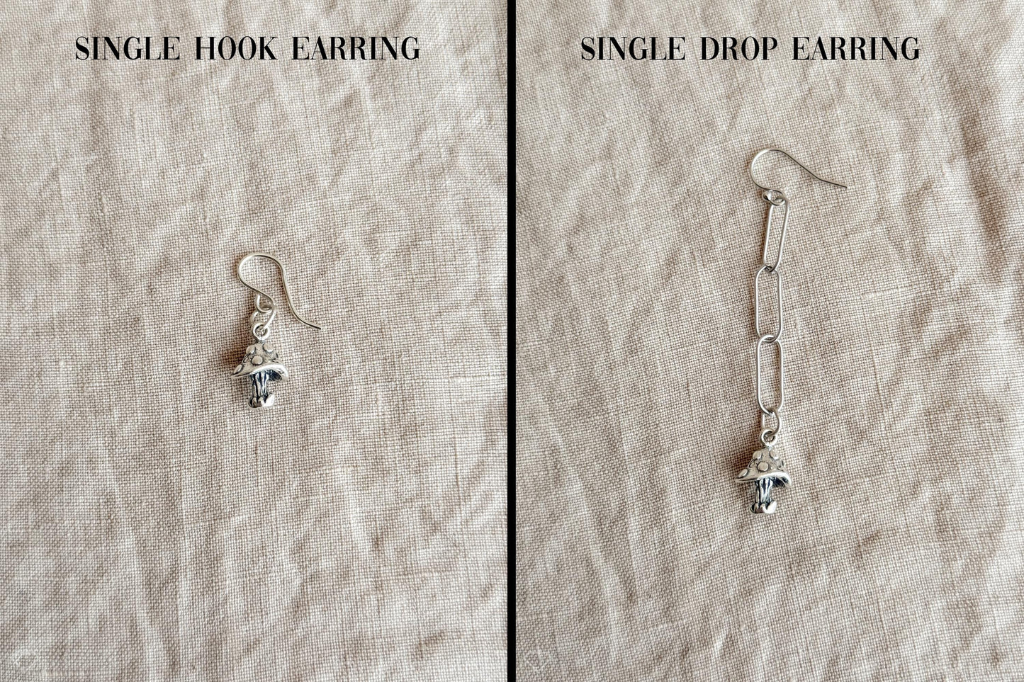 Mushroom Charm Earrings in Sterling Silver, Woodland Forest Themed Personalized Charm Jewelry - Timeless, Sustainable, @JewelryOnRepeat