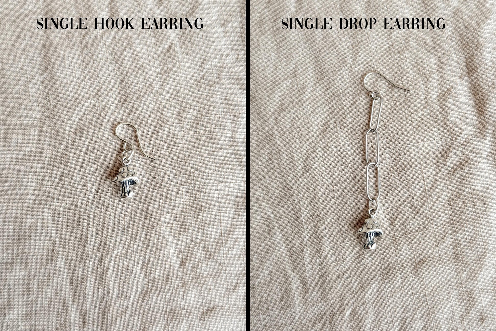 Mushroom Charm Earrings in Sterling Silver, Woodland Forest Themed Personalized Charm Jewelry - Timeless, Sustainable, @JewelryOnRepeat
