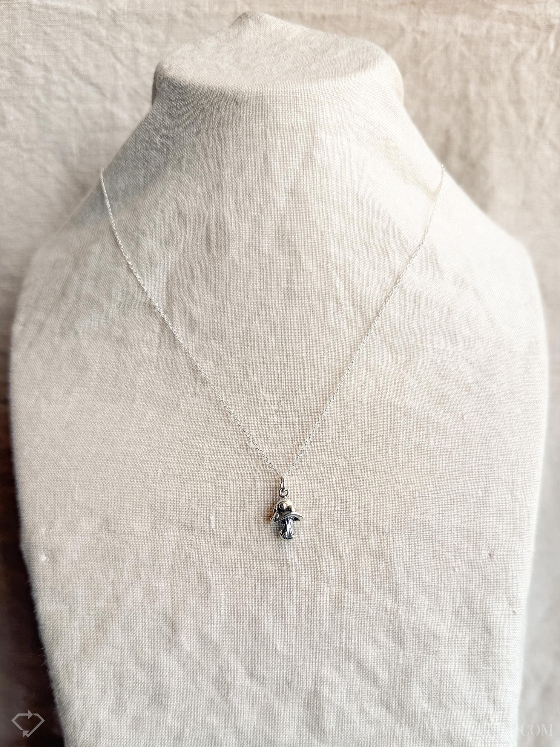 Mushroom Necklace in Solid Sterling Silver, Woodland Forest Themed Personalized Charm Jewelry - Timeless, Sustainable, @JewelryOnRepeat