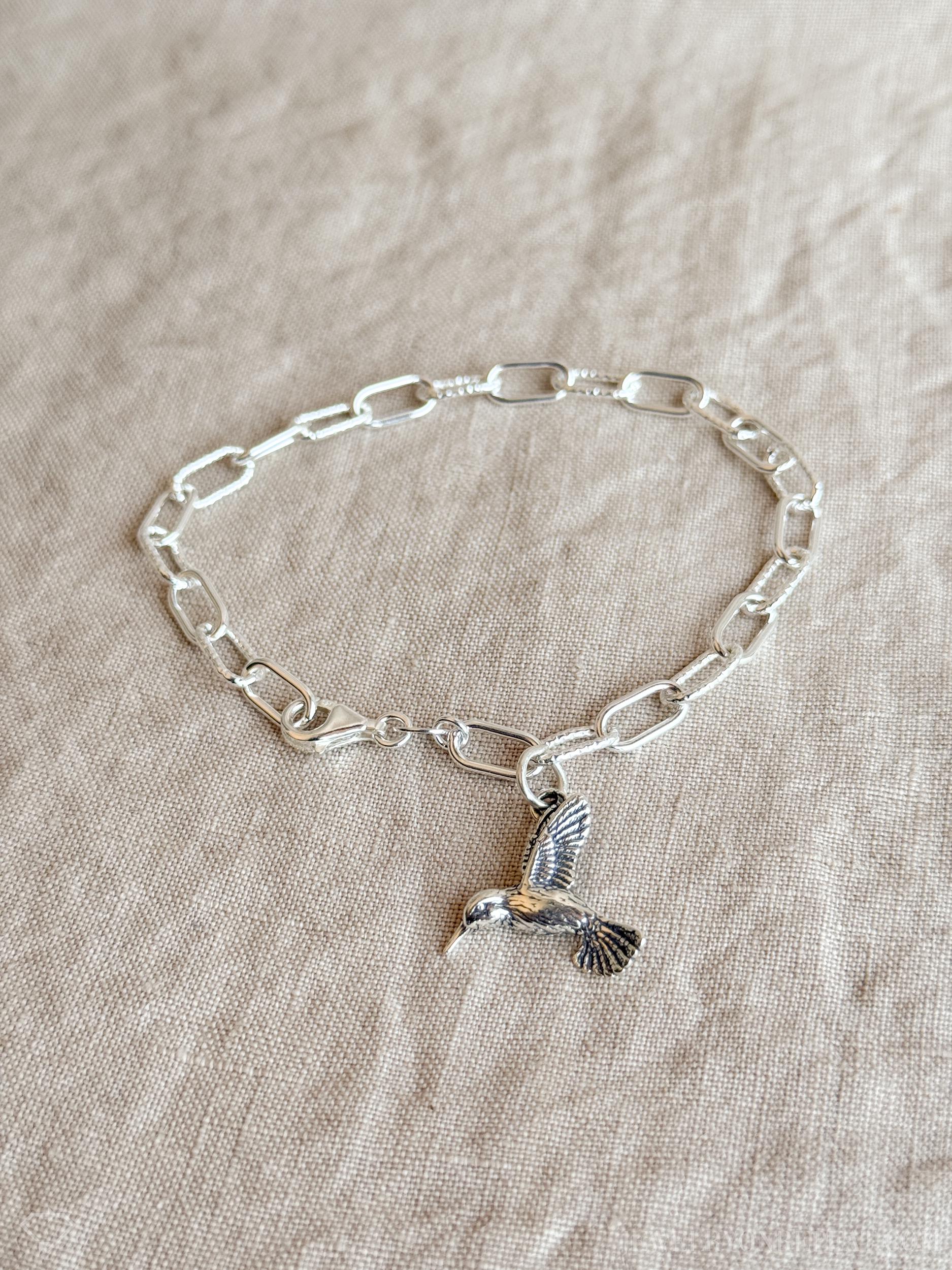 Hummingbird Pendant in Solid Sterling Silver, Bird Themed Personalized Charm Jewelry - Timeless, Sustainable, @JewelryOnRepeat