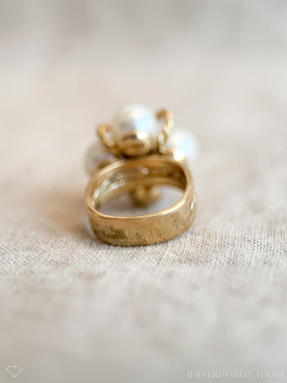 Vintage 1970s Pearl Cluster Ring in 14k Gold