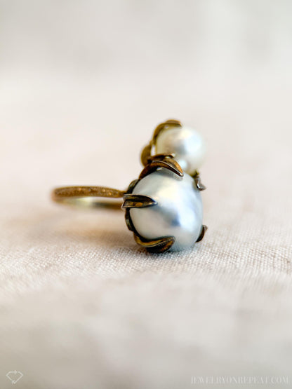 Vintage 1930s Pearl Ring in 10k Gold