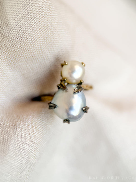 Vintage Pearl Ring in 10k Gold, Antique Jewelry from the 1930s - Timeless, Sustainable, @JewelryOnRepeat