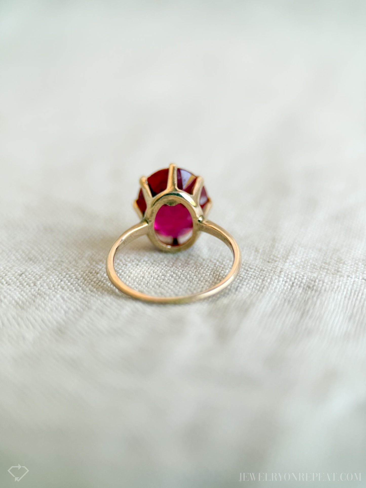 Vintage Ruby Solitaire Ring, 14k Gold, Oval Cut Mid-Century Statement Ring, 1950s Bold Jewelry
