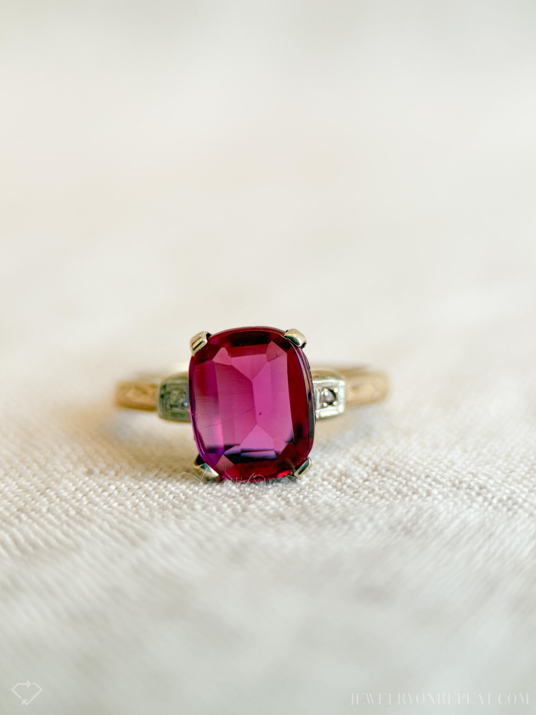 Vintage Art Deco Ruby Ring in 10k Gold, Antique Jewelry from the 1920s - Timeless, Sustainable, @JewelryOnRepeat